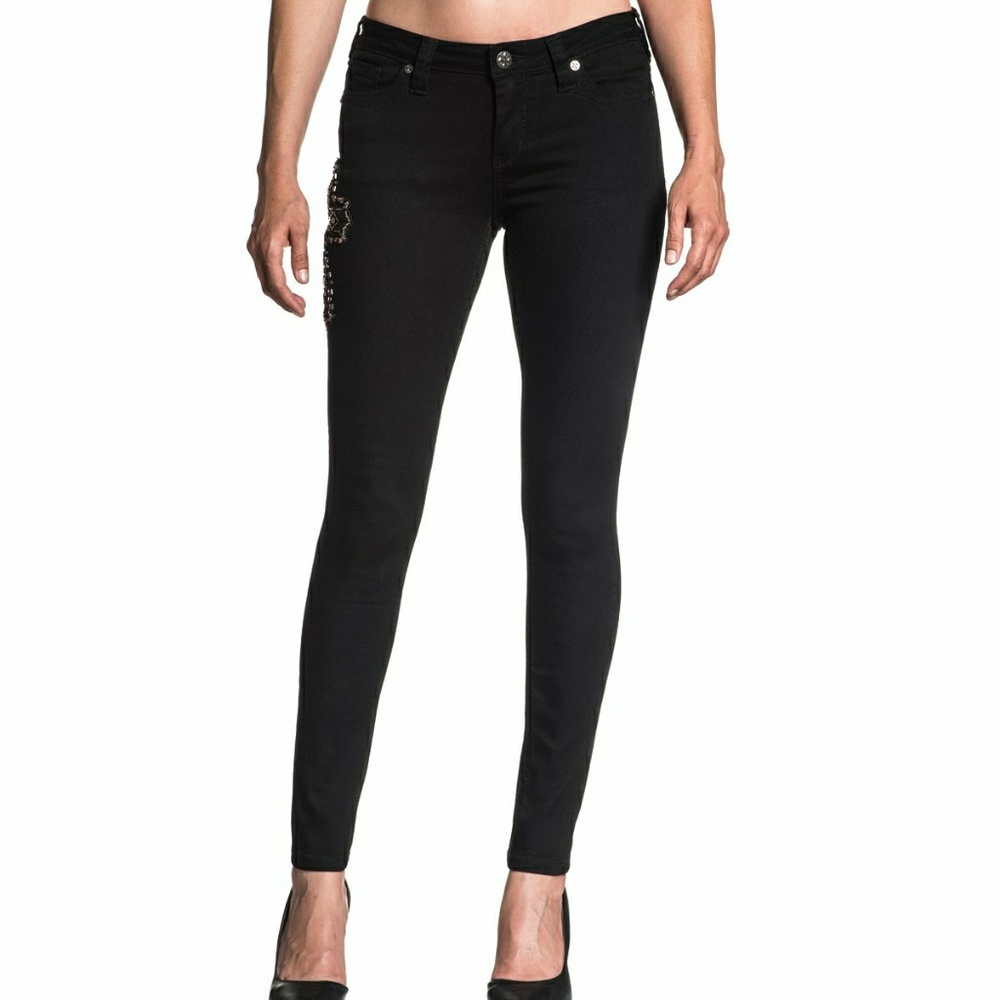 NEW AFFLICTION RAQUEL STANDARD BLACK DENIM - Picture 6 of 8